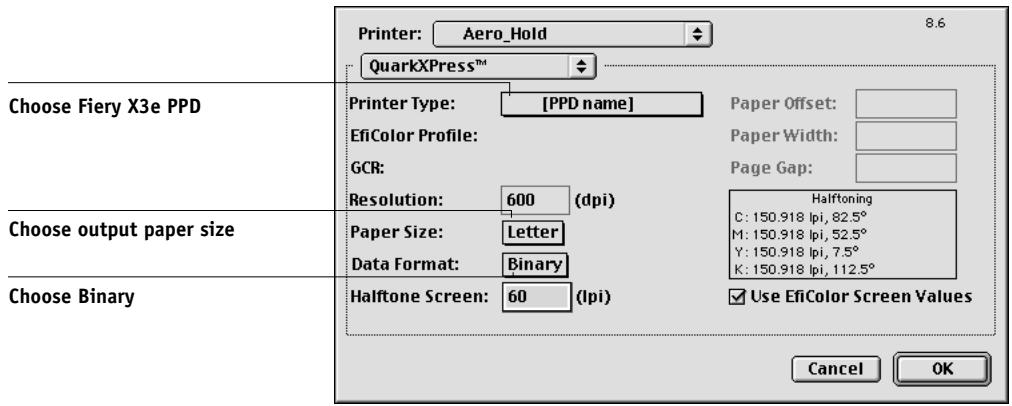 KONICA MINOLTA FIERY X3E FOR CF9001 (VER.2.0) - To select PRINT OPTIONS IN QUARKXPRESS 3.32 - 1