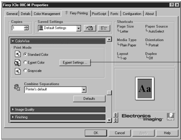 KONICA MINOLTA FIERY X3E FOR CF9001 (VER.2.0) - Setting color management print options for Windows 95/98 and Windows NT - 2