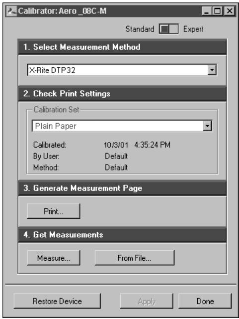 KONICA MINOLTA FIERY X3E FOR CF9001 (VER.2.0) - Select a measurement method. - 1