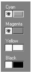 KONICA MINOLTA FIERY X4 FOR CF910 - Select the colors you want to edit by turning colors off and on. - 1