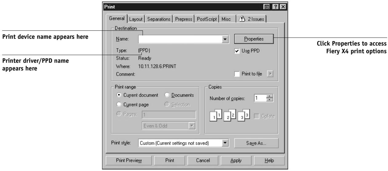 KONICA MINOLTA FIERY X4 FOR CF910 - Selecting options when printing - 1