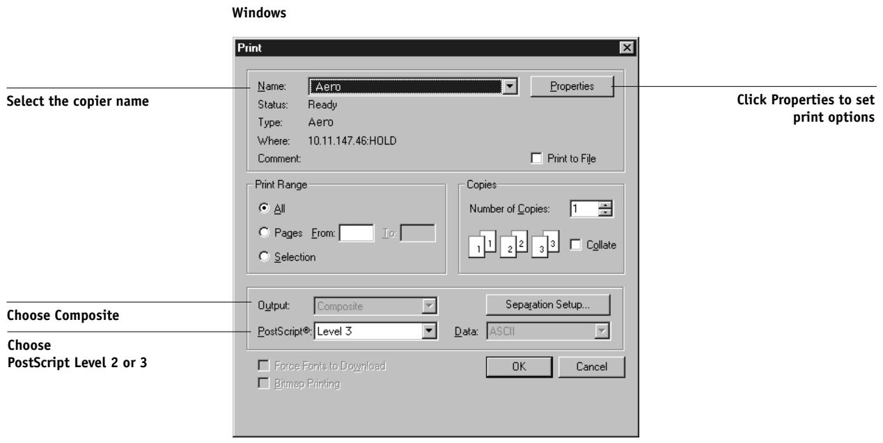 KONICA MINOLTA FIERY X4 FOR CF910 - Selecting options when printing - 1