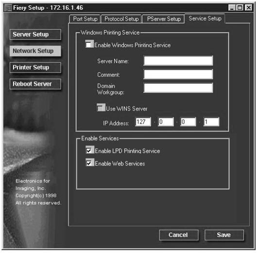 KONICA MINOLTA FIERY ZX-2100 FOR CF910 - TO CONFIGURE SERVICE SETUP: - 1