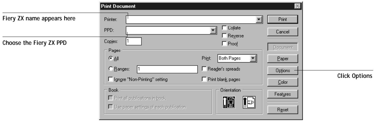 KONICA MINOLTA FIERY ZX-2100 FOR CF910 - Selecting options when printing - 1