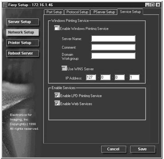 KONICA MINOLTA FIERY ZX-3300 FOR CF910 - TO CONFIGURE SERVICE SETUP: - 1
