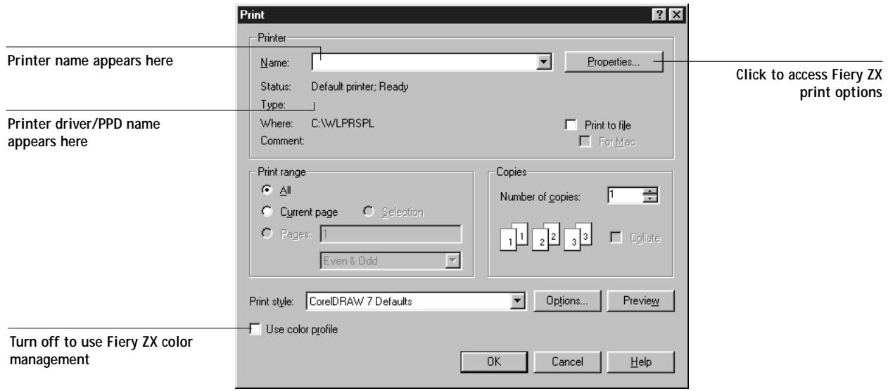 KONICA MINOLTA FIERY ZX-3300 FOR CF910 - Selecting options when printing - 1