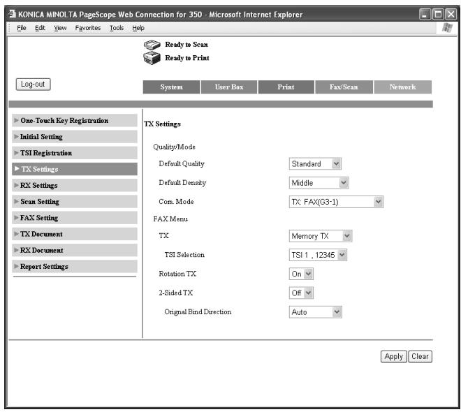 KONICA MINOLTA FK 503 - To specify the TX settings - 1