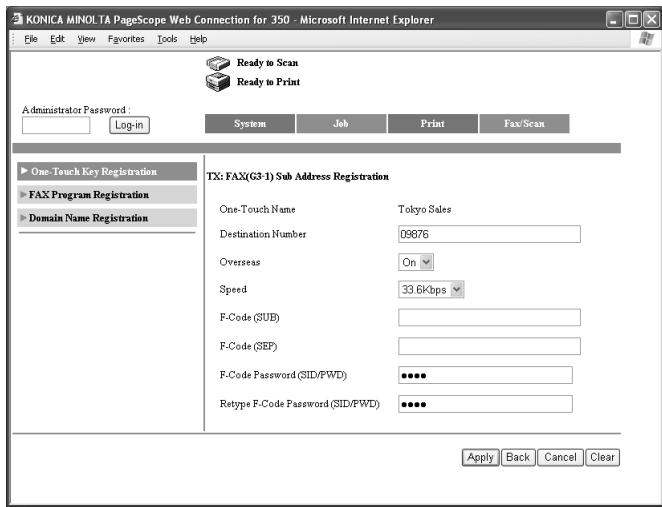 KONICA MINOLTA FK 503 - Enter each item, and then click [Apply]. - 1
