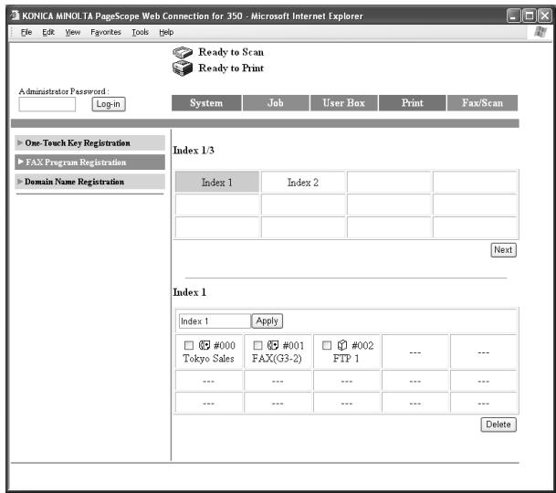 KONICA MINOLTA FK 503 - Registering fax programs - 1