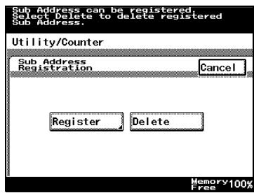 KONICA MINOLTA FK 503 - Registering/deleting a secondary destination - 2