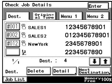 KONICA MINOLTA FK 503 - To confirm/delete a destination - 1