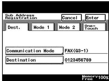 KONICA MINOLTA FK 503 - Registering/deleting a secondary destination - 3