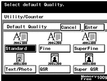 KONICA MINOLTA FK 503 - Specifying Default Values for Quality and Mode when Transmitting - 3