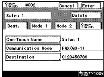 KONICA MINOLTA FK 503 - Check the information to be registered, and then press [Enter]. - 1