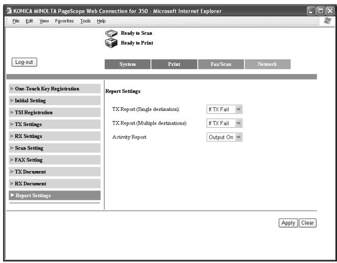 KONICA MINOLTA FK 503 - To specify the report output settings - 1