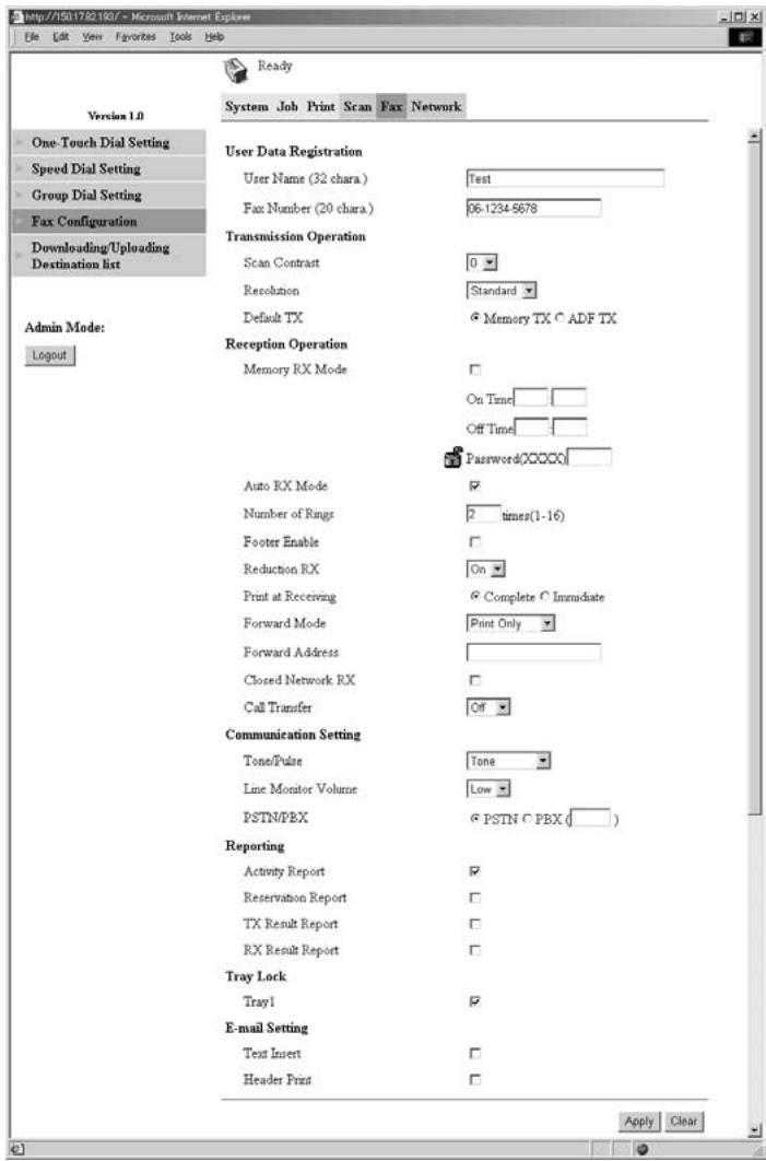 KONICA MINOLTA FK-118 - PageScope Light Settings Page - 1