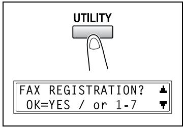 KONICA MINOLTA FK-118 - Selecting the "FAX REGISTRATION" menu - 1