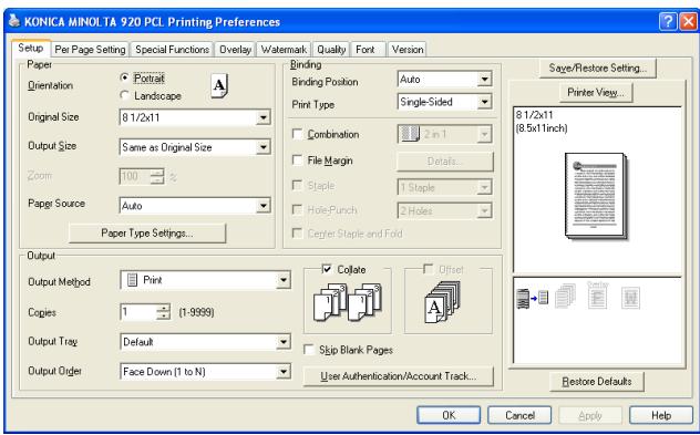 KONICA MINOLTA IC 203 - Setup tab - 1