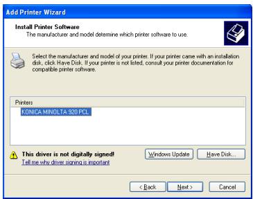 KONICA MINOLTA IC 203 - If the printer driver for Windows 2000/XP/Server 2003 is not saved in the server - 3