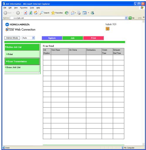 KONICA MINOLTA IC 203 - Active Job List - Scan Transmission - 1