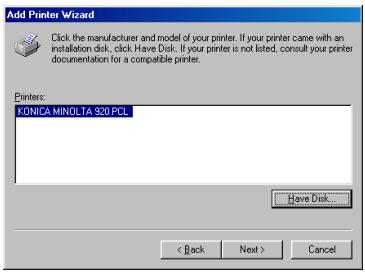KONICA MINOLTA IC 203 - Installing to Windows 98/Me (PCL6/PPD) - 6