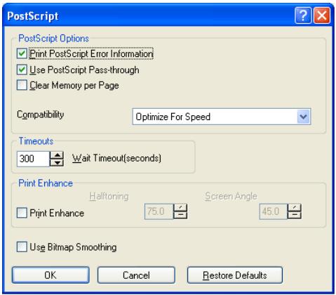 KONICA MINOLTA IC 203 - Settings - PostScript Options - 1