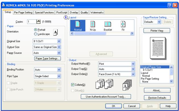 KONICA MINOLTA IC 203 - Setup tab - 1