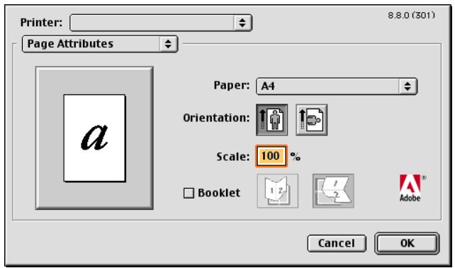 KONICA MINOLTA IC 203 - Page Attributes dialog box - 1