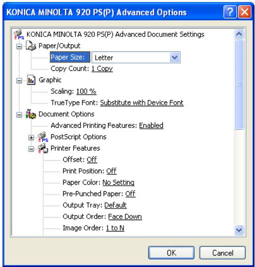 KONICA MINOLTA IC 203 - Advanced Options windows - 1