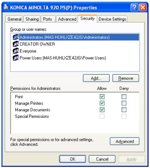 KONICA MINOLTA IC 203 - Security tab - 1