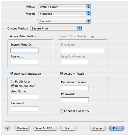 KONICA MINOLTA IC 203 - Security (Print window) - 1