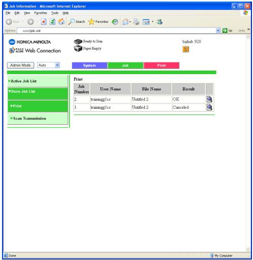 KONICA MINOLTA IC 203 - Done Job List - Print - 1