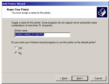 KONICA MINOLTA IC 203 - In the [Printer name] text box, check the printer name. - 1