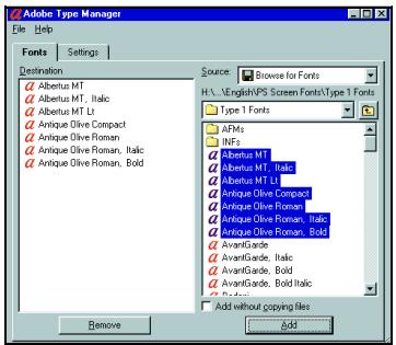 KONICA MINOLTA IC 203 1 - Installation des polices de type 1 dans windows 98 et NT 4.0 à l'aide d'atm light 4.1 - 3