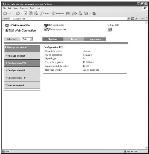 KONICA MINOLTA IC 203 1 - Réglage par défaut - configuration PCL - 1