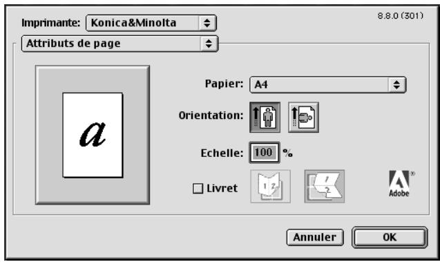KONICA MINOLTA IC 203 1 - Boîte de dialogue attributes de page - 1