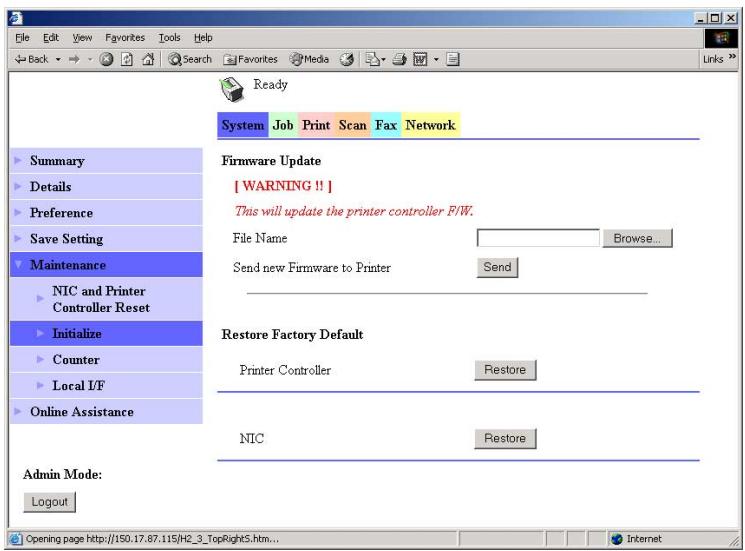 KONICA MINOLTA IC 205 - How to initialize the network interface card and image controller - 1