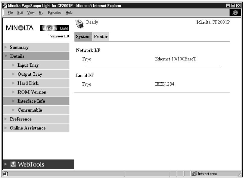 KONICA MINOLTA PSL CF2001P - Interface Information - 1