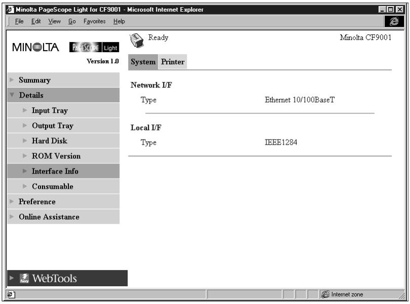 KONICA MINOLTA PSL Z5 X3E CF9001 - Interface Information - 1