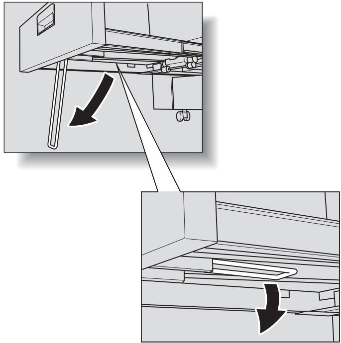 KONICA MINOLTA SD 501 - Fully withdraw the Saddle stretcher tray, then open the tray stand. - 1