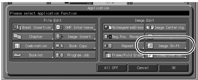 KONICA MINOLTA SD 501 - Touch Image Shift on the Application popup menu. - 1