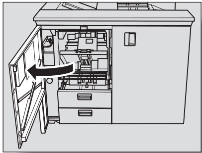 KONICA MINOLTA SD 501 - Open the left side door of the Saddle Stitcher. - 1
