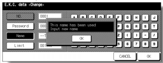 KONICA MINOLTA 7255 - Name Duplication Screen - 1