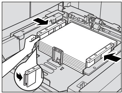 KONICA MINOLTA 7255 - While pressing the release knob, move the rear side guide plate against the paper. - 1