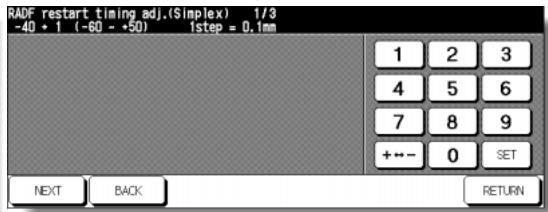 KONICA MINOLTA 7255 - RADF Restart Timing Adjustment Screen - 1