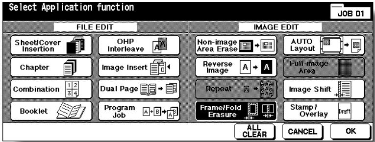 KONICA MINOLTA 7255 - Touch Frame/Fold Erasure on the Application Selection Screen. - 1
