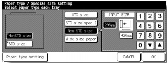 KONICA MINOLTA 7255 - Special Size Setting Screen (Non STD size) - 1