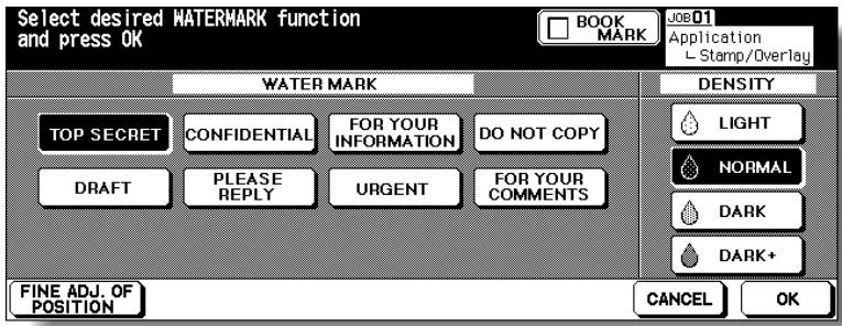 KONICA MINOLTA 7255 - When selecting WATERMARK: Specify the desired watermark type and density. - 1