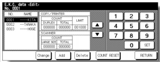 KONICA MINOLTA 7255 - EKC Data Edit Screen - 1