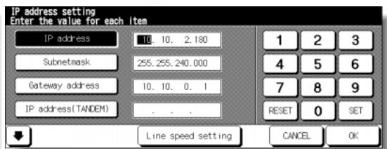KONICA MINOLTA 7255 - IP Address Setting Screen - 1